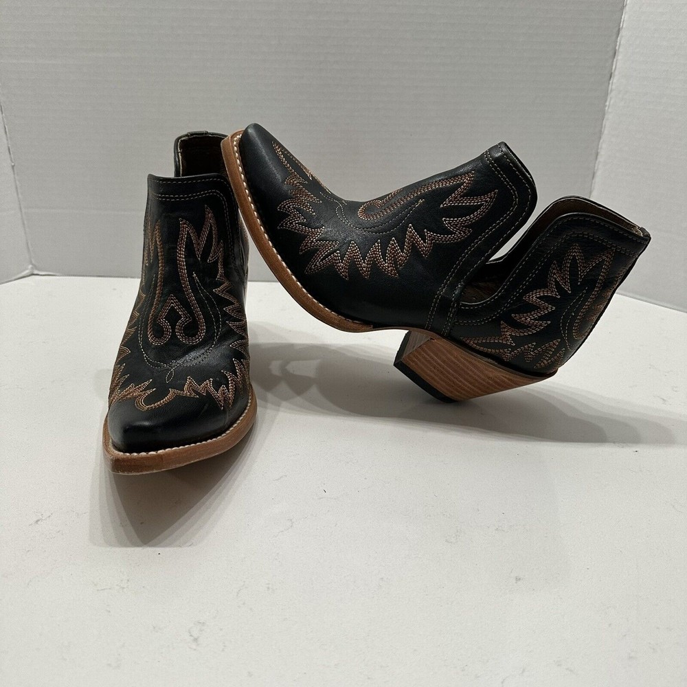 Women’s ARIAT Dixon Western Brooklyn Black All Leather Ankle Boot 7.5 C Wide